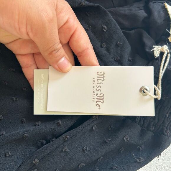 Miss Me NWT Black Swiss Dot Crochet Wide Leg Pants Size Large - Picture 5 of 15